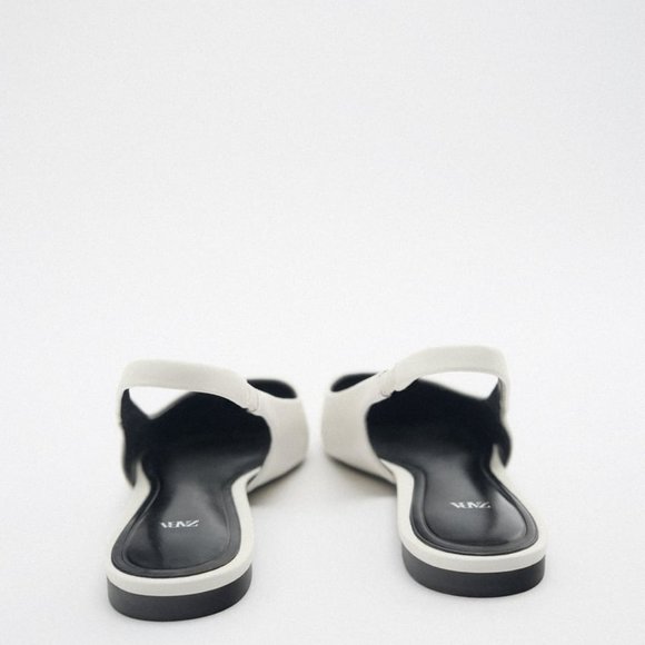 NWOB ZARA STUDDED FLAT LEATHER SLINGBACKS  WHITE - REF. 1501/010 6.5 - Picture 8 of 8
